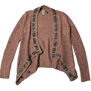 BKE Boho Burnt Orange Open Cardigan Size Small